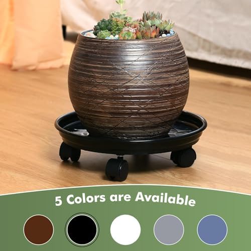 5 Packs Plant Caddy with Wheels 11.8" Plastic Rolling Plant Stands Heavy-Duty Plant Dolly with Casters Indoor Outdoor Wheeled Plant Roller Base Large Planter Saucers Plant Mover - Image 3