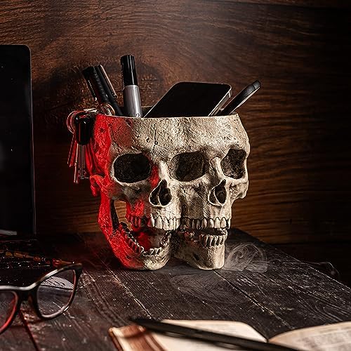Kobi & Knight Skull Planter Pot for Indoor Plants - Skull Flower Pot in Gift Box - Gothic Planter Pot for Succulents, Brain Cactus Plants - Double Skull Planters for Halloween, Goth Home Decor - Image 7