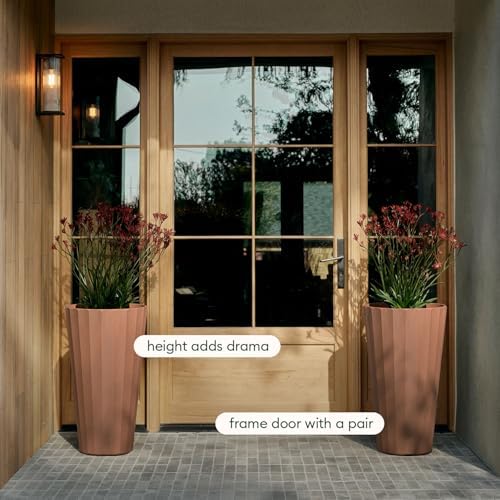 Veradek Column Series Tall Planter - Tapered Outdoor Planter with Shelf - Image 4