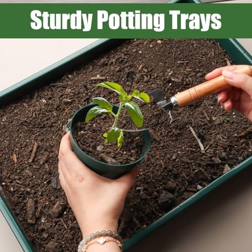 RooTrimmer 5 Pack Seed Starter Trays (17"x11"x2"), Plastic Flat Nursery Pots Trays, Durable Carrying Seedling Starter Tray, Reusable Tray for Planting and Collecting Drainage Water (Green) - Image 5