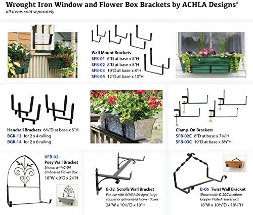 Achla Designs SFB-02C, 8 inch Railing clamp Window Flower Box Brackets, Black - Image 7