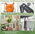 Cozcty 4 Pack Window Box Brackets, No Drill Adjustable Planter Box Brackets - Image 4