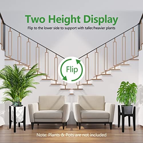 OERGKE Adjustable Plant Stand Indoor, Bamboo Mid Century Modern Plants Stands, Corner Flower Holder for Living Room, Fits 8 to 12 Inches Pots, (Pot & Plant Not Included)(Black, 1 Pack) - Image 4