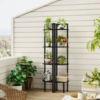 Tajsoon Small Corner Shelf Stand 4 Tier 48.5" with Metal Frame, Black - Image 7