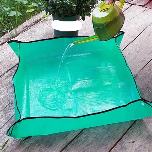 Gardening Mat PE Square Plant Pad Waterproof for Transplanting Flower Pots Potting Foldable Garden Repotting Tarp for Indoor Plant Repotting(Green(PE) 66x66cm) - Image 5