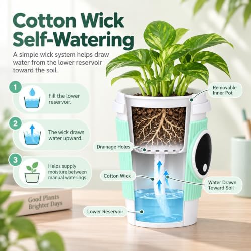 Self-Watering Desk Planter with 9 Expressions, Interactive Indoor Plant Pot - Image 4