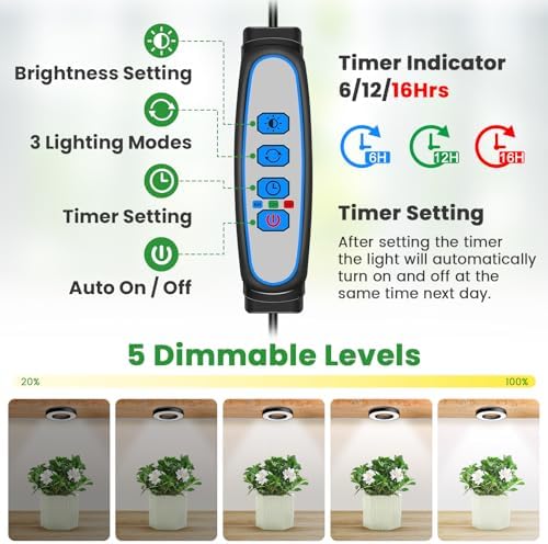 Wiaxulay Grow Lights for Indoor Plants, Full Spectrum Plant Light 12V/3A - Image 3