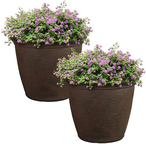 Sunnydaze Anjelica 20'' Large Plastic Planter Pot for Plants, Sable, 2pk by SunnydazeDecor