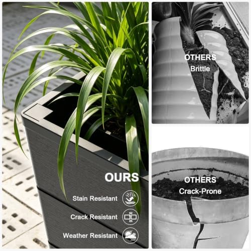 Resin Tall Planters Set of 2, 23" Large Taper Outdoor Planter Pots - Image 5