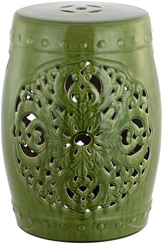 SAFAVIEH Outdoor Flora Ceramic Garden Stool, 18.5" Spring Green ACS4527E by Unknown
