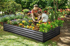 Plant & Plot Galvanized Raised Garden Beds Outdoor // 6×3×1 ft (2-Pack) Planter Raised Beds for Gardening, Vegetables, Flowers // Large Metal Garden Box // Patented Tool-Free Design (Dark Gray) - Image 5