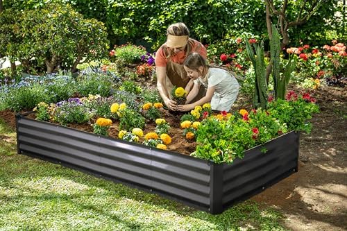 Plant & Plot Galvanized Raised Garden Beds Outdoor // 6×3×1 ft (2-Pack) Planter Raised Beds for Gardening, Vegetables, Flowers // Large Metal Garden Box // Patented Tool-Free Design (Dark Gray) - Image 5