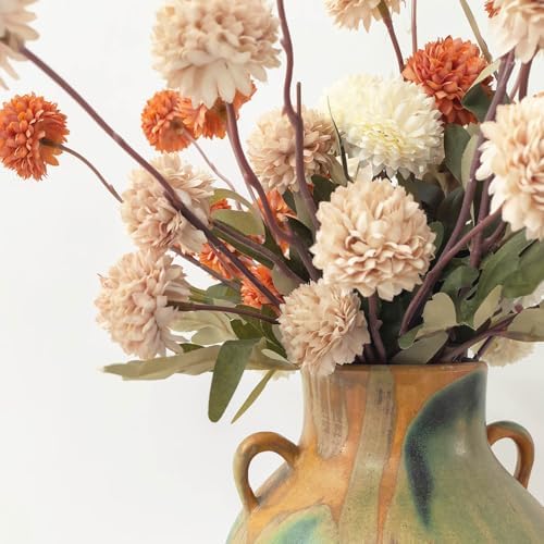 Unique Terracotta Pottery, 10" Decorative Farmhouse Vase with Handle - Image 2
