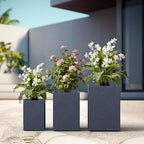 Kante Set of 3 Charcoal Concrete Tall Planters 13" 11" 9" Dia - Image 6