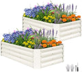 2 Pcs Raised Garden Bed Outdoor 4x2x1ft, Metal Planter Boxes, White by ZORMY