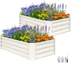2 Pcs Raised Garden Bed Outdoor 4x2x1ft, Metal Planter Boxes, White by ZORMY