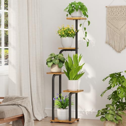 iDavosic.ly Tall Plant Stand Indoor, Corner Tiered Wooden Tray, Black Brown by iDavosicly