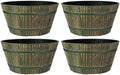 The HC Companies 16 Inch Round Whiskey Barrel Planter, Aged Oak, 4-Pack by TheHCCompanies