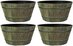 The HC Companies 16 Inch Round Whiskey Barrel Planter, Aged Oak, 4-Pack by TheHCCompanies