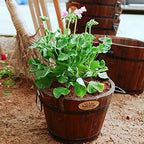 Hemoton Medium Garden Wooden Effect Barrel Planter, Outdoor Half Whiskey Cask Flower Pot, Indoor Rustic Patio Grow Plant Container - Image 5