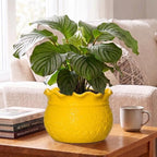 Ceramic Plant Pots Indoor, 10 Inch Large Planter, Yellow - Image 4