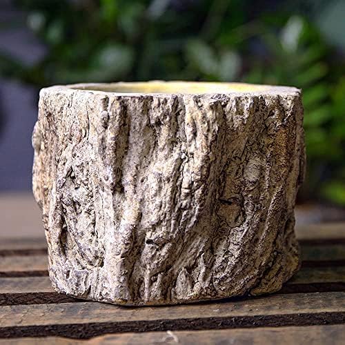 Artificial Stakes Planter Sculpture Concrete Planter Tree Root Stump Flower Pot Log Post Planter - Cactus Succulent Snake Bamboo Plant, Outdoor Lawn Farmhouse Driftwood Decorative - Image 4