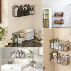 Kinlink 2 Sets Brown Extra Large Hanging Wall Basket with Steel Hooks - Image 7