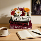 Small Book-Shaped Ceramic Planter for Flowers, Gothic Vase for Bookshelf Home Office Decor, Unique Decorative Gifts for Book Lovers, Edgar Allan Poe,The Raven - Image 4