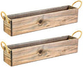 20" Rectangular Rustic Wood Planter with Handle and Plastic Liner l Rustic Barn Wood l Country Style, Home and Wedding Decorations, Garden Ornaments (20x4 w Handle Set of 2, Natural) by Unknown