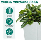 Autodaya 28" Plant Pots Tall Planters for Outdoor Plants Set of 2 with Tray - Image 6