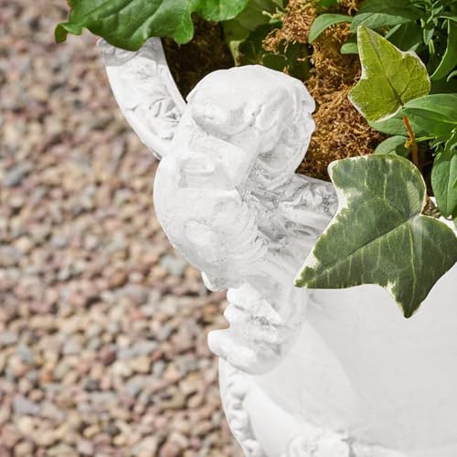 Christopher Knight Home Jorine Patio Planter, Light Concrete Planter, Mid-Centry Gadern Urn, Floral Relif Design, Large Garden Pot, Flower Urn with Drainage Hole for Backyard Home, Antique White - Image 4
