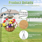 4 Pack 12 Inch Hanging Baskets for Plants Outdoor Metal Hanging Planters Round Hanging Flower Pots with Coco Coir Liner Plant Holder for Outdoor Patio Garden Balcony Decor - Flower Border - Image 5
