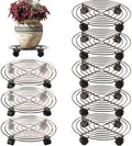 8 Packs Large Metal Plant Caddy 13.8" Plant Dolly with Wheels Heavy-Duty Wrought Iron Rolling Plant Stand with Casters Indoor and Outdoor Plant Pot Mover Rollers, Brown by Planterhoma
