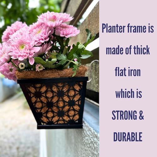 LaLaGreen Wall Planter for Plants (16 in, 4 Pack) Black Fence Window Box - Image 4
