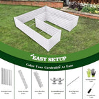 Anleolife 3-Bed 74x74x18in U-Shaped Raised Garden Beds, Antique White - Image 6