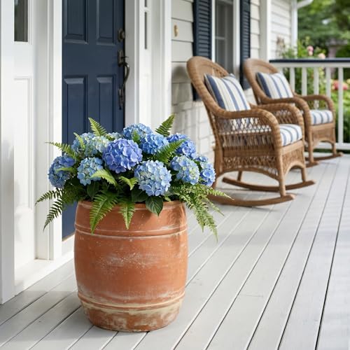 13"H x 12" Dia Aged Terracotta Planter Pot with Drainage Hole, Rustic Vintage Flower Pot for Indoor Outdoor Plants, Distressed Decorative Clay-Style Planter for Patio, Porch, Garden, Farmhouse Décor - Image 5