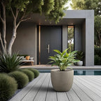 Kante Modern Home Minimalist 14" Dia Weathered Concrete Bowl Planter - Image 5