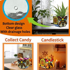 Stained Glass Bee Planter, Plant Pots with Drainage,Cute Flower Pots,Bee Gifts for Women4.6x3x5.15 Inches - Image 3
