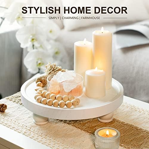 EOSAHR Wood Display Riser: Pedestal Stand for Bathroom Boho Decor, White - Image 2