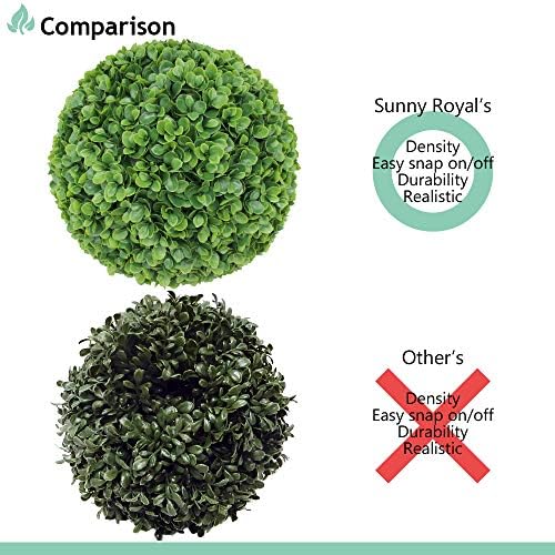 SunnyRoyal Topiary Ball Artificial Outdoor Boxwood Balls Topiary Lifelike Plants, Round Topiary for Indoor/Outdoor Decore, Lechguguilla 15 Inch, 6 Pieces - Image 6