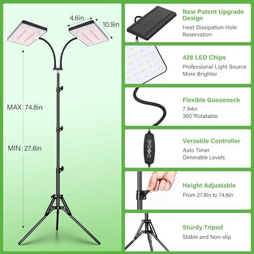 LBW Grow Lights for Indoor Plants, 428 LEDs Full Spectrum Plant Light - Image 5