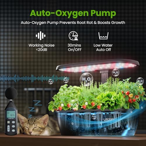 litokam Hydroponics Growing System Kit, 15 Pods Indoor Herb Garden with Smart APP & Quiet Pump, 24W LED Light, Auto Timer, Indoor Garden for Herbs, Vegetables & Flowers, Ideal Gift for Plant Lovers - Image 4