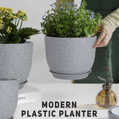 YNNICO Plant Pots 12/10/9 inch Set of 3, with Multi Mesh Drainage Holes - Image 6