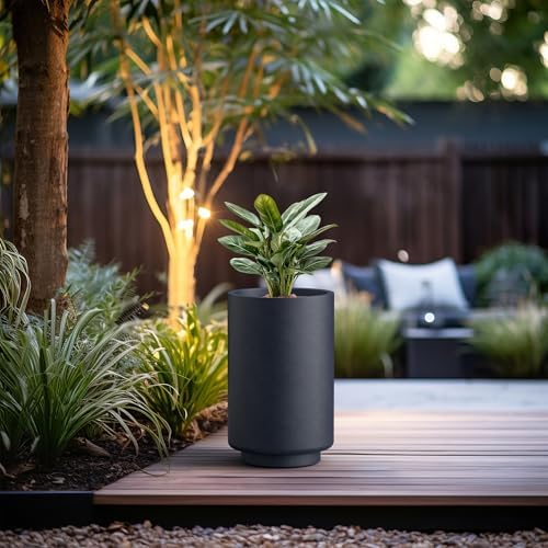 Kante Accent Round Tapered Charcoal Concrete Planter 20.1" Tall, Outdoor - Image 4