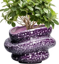 Ceramic Pots for Plants - 10.6 Inch Ceramic Plant Pots Indoor with Drainage Hole, Unique Planters for Indoor Outdoor Plants, Decorative Planter, Garden Room Decor, Housewarming Gifts, Purple by Teagas
