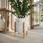 EverNest Tristan Bohemian White and Black Planter with Kinsley Stand, SelectBase Decorative Planter Pots, Contemporary, Eclectic Boho Style Indoor Plant Pots (Small, 1 Gallon) - Image 5