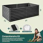 Raised Garden Bed 6x3x2ft, Galvanized Raised Garden Beds Outdoor for Vegetables Flowers Herbs, Steel Large Deep Planter Box, Tall Raised Garden Bed with 3ftx30ft Weed Barrier Fabric and Glove, Black - Image 4