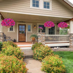 Artificial Hanging Flowers Plant with Basket for Outdoors, Fake Hanging Plants Silk Bougainvillea in Planter Look Real UV Resistant Faux Flower for Outside Porch Patio Garden Home Decor, PurpleHotpink - Image 2