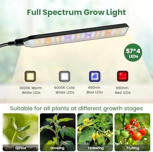 Kullsinss Floor Grow Lights for Indoor Plants with Stand, 4-Head 228 LEDs - Image 4
