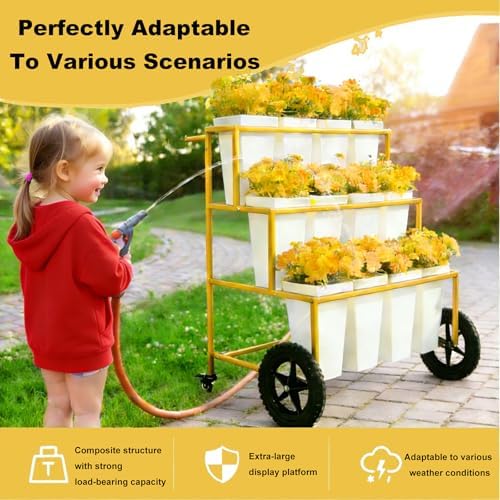 White Mobile Metal Plant Stand, 360 Rolling Flower Rack - Image 5